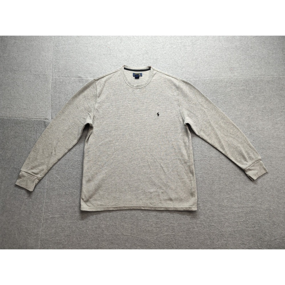 Polo Ralph Lauren Men Pajama Shirt XL Gray Waffle Knit Crew Neck Thermal Comfort